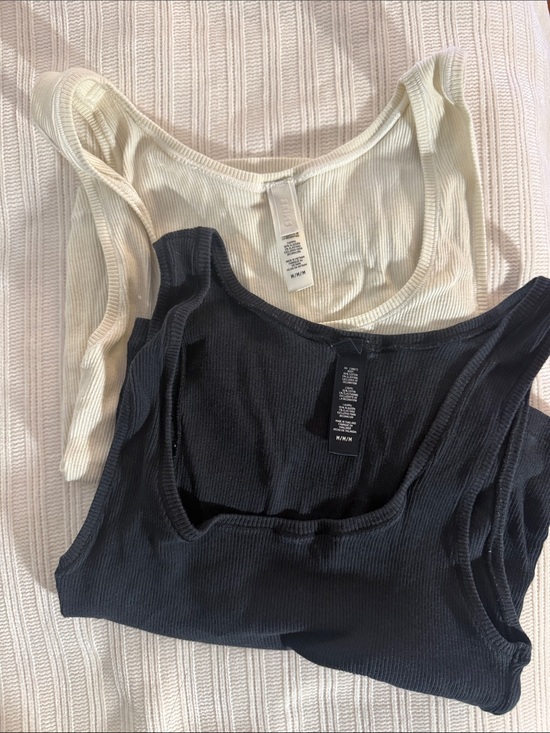 SKIMS Tops - SKIMS Cotton Ribbed Scoop Tank Duo — Black & Cream